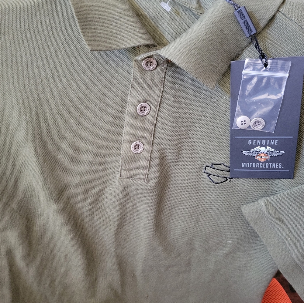 Harley Davidson polo hunter Green nwt